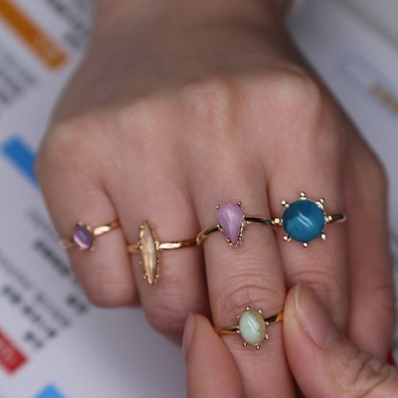 New Wonder Mom Gold Adjustable Stone 5Pc Ring Set - Picture 3 of 4
